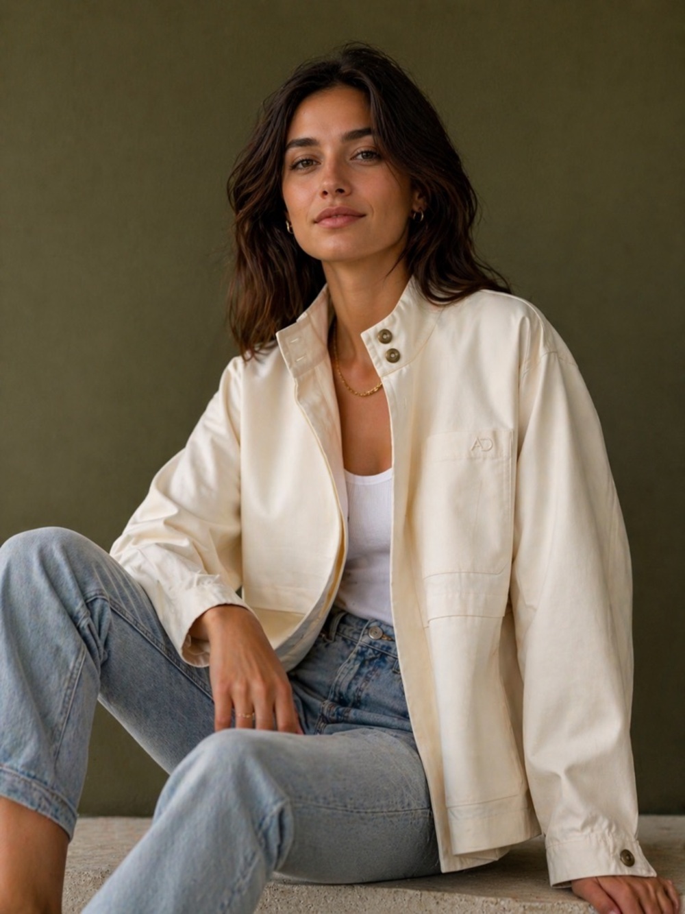 Adolfo Dominguez Cream Lightweight Jacket